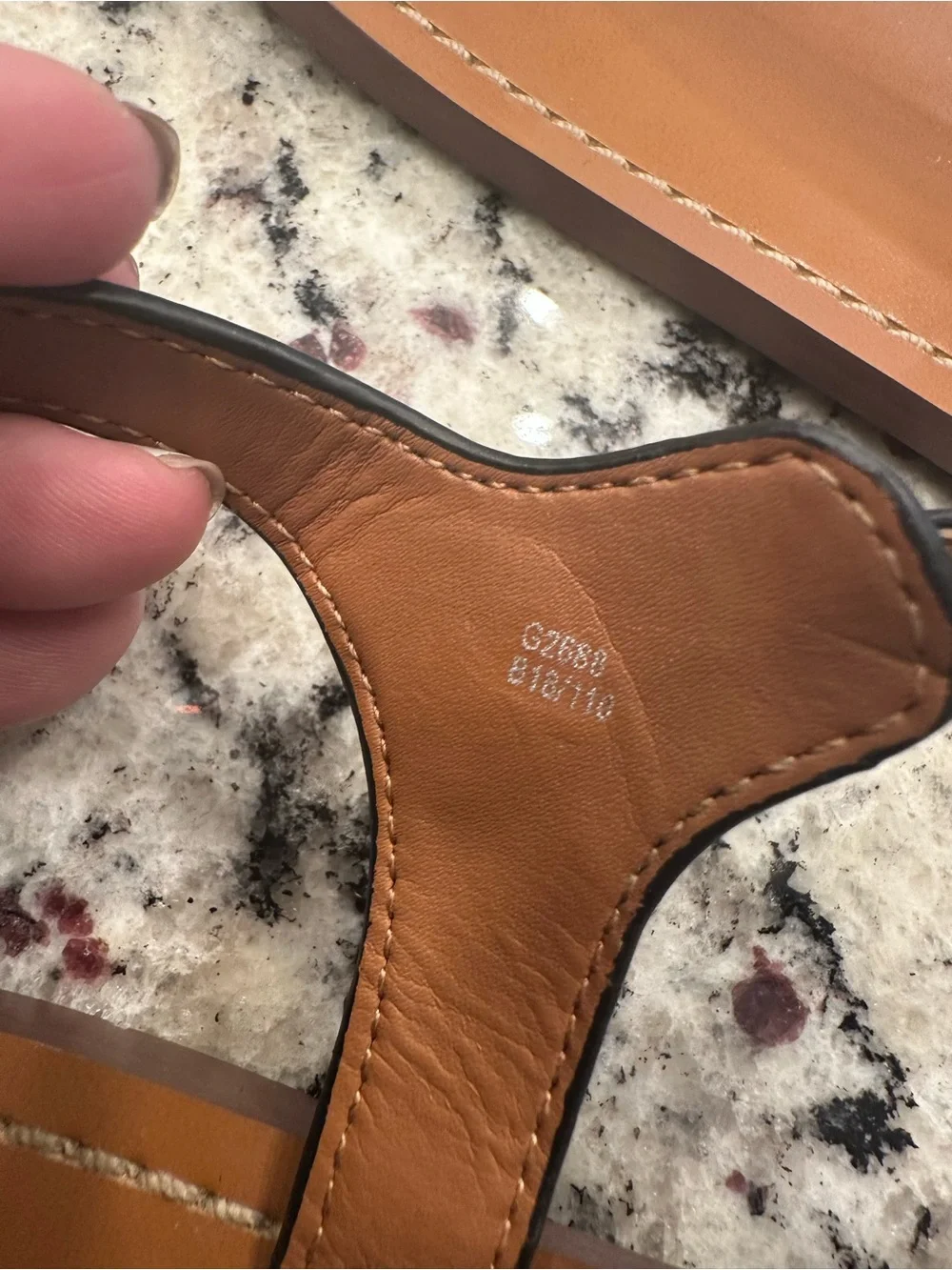 Coach Black T-Strap Leather Sandals with Tan Footbed